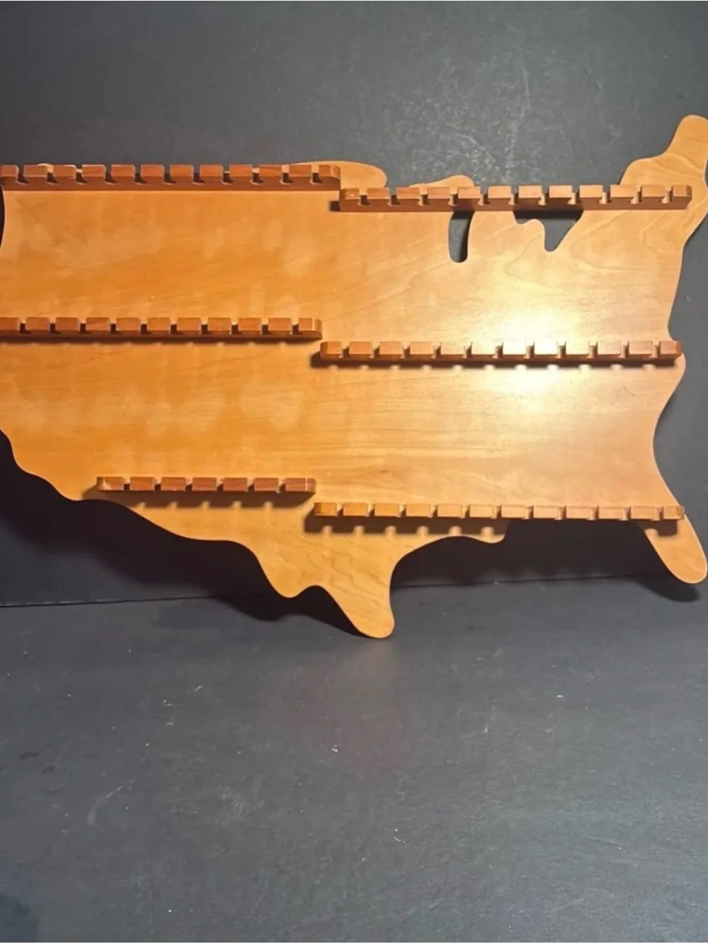 Vintage Wood United States Shaped Spoon Rack
